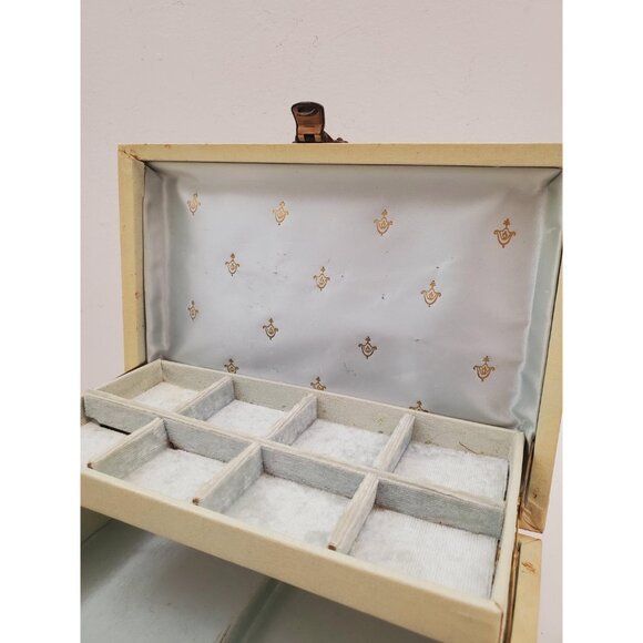 MELE Small Vintage Jewelry Case without Key Mid Century Dresser Top Box - Picture 10 of 10